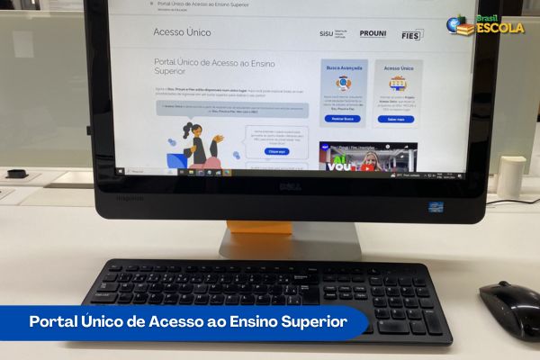Tela de computador mostra a página inicial do Portal Único de Acesso ao Ensino Superior